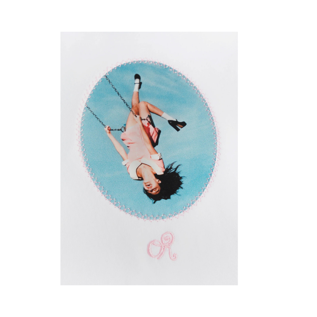 album cover stitched women's baby cropped raglan
