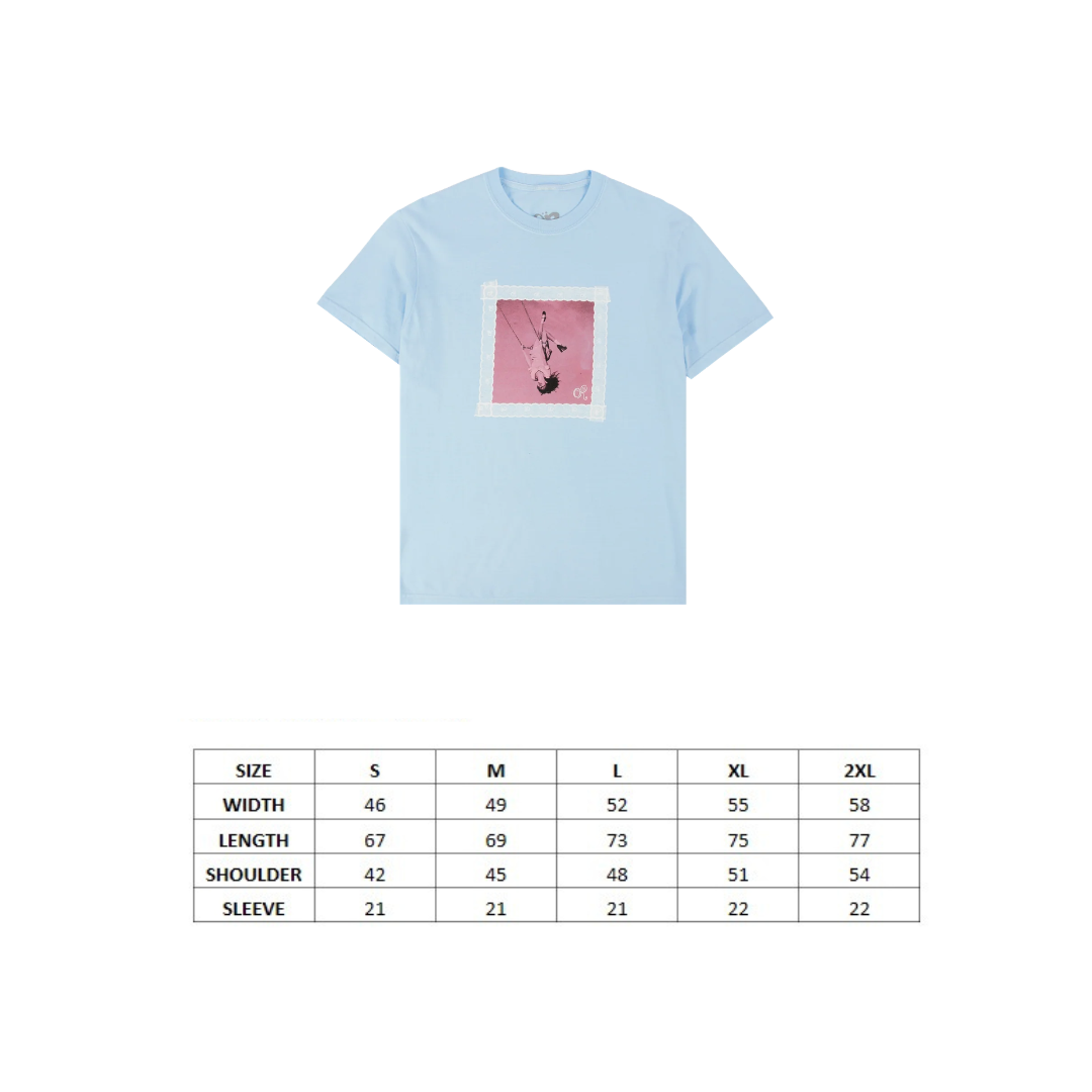 lace album cover oversized blue t-shirt