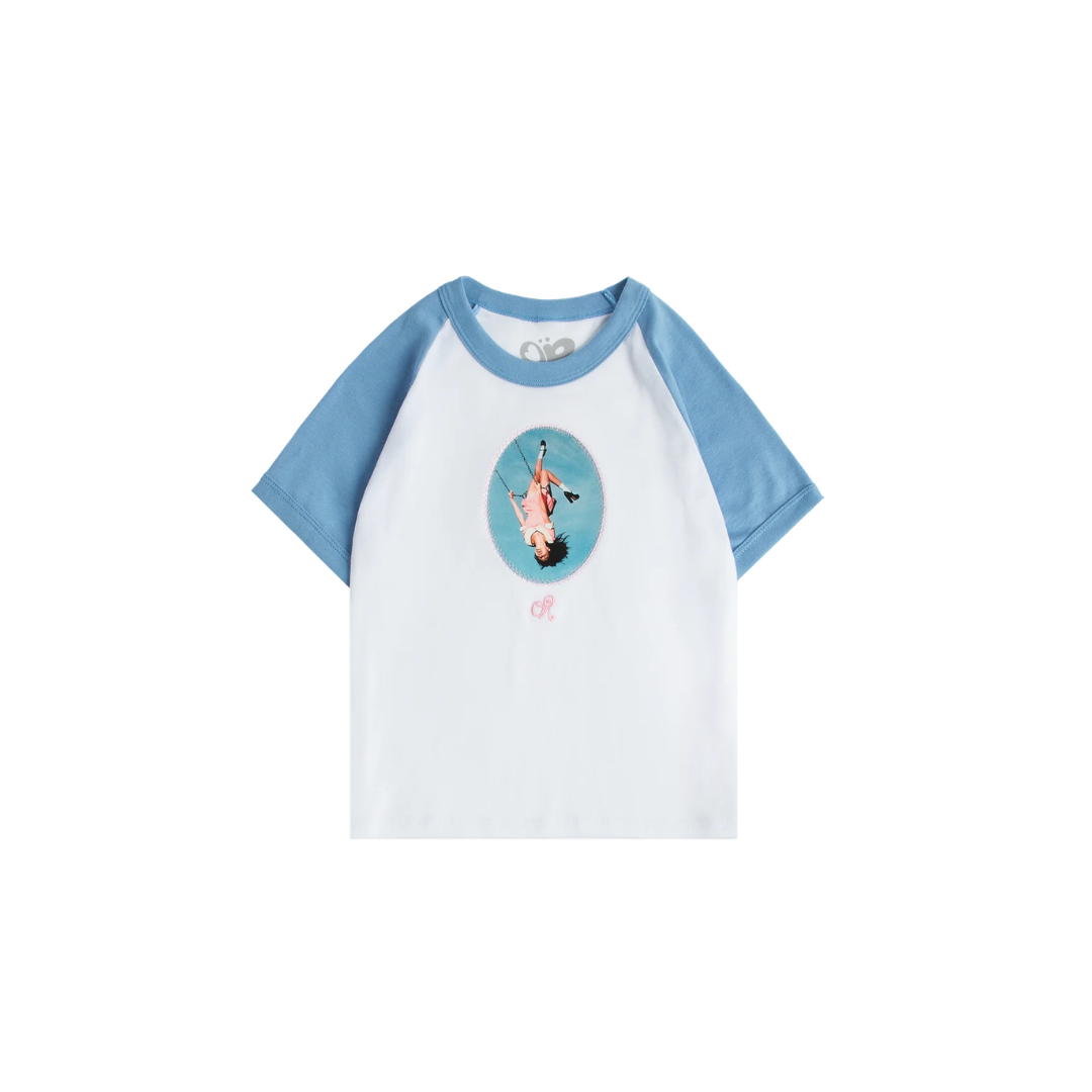 album cover stitched women's baby cropped raglan